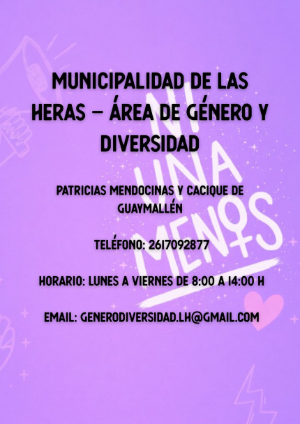 imagen La Dirección de Género y Diversidad entra en receso. Teléfonos de contacto ante situaciones de violencia de género en la provincia
