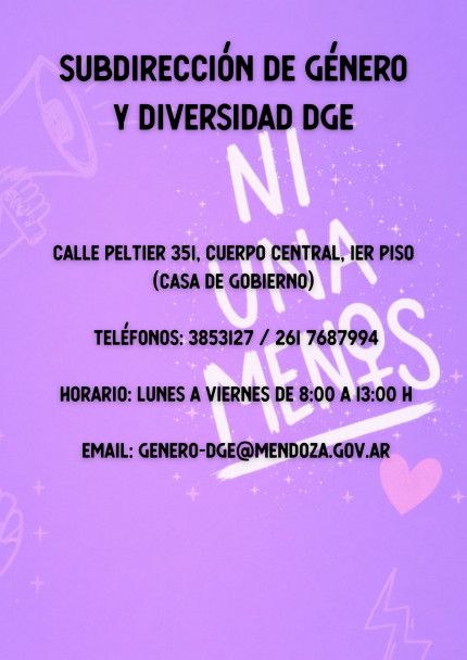 imagen La Dirección de Género y Diversidad entra en receso. Teléfonos de contacto ante situaciones de violencia de género en la provincia