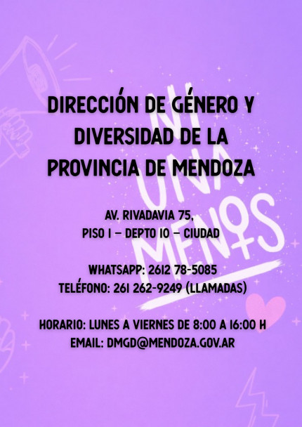 imagen La Dirección de Género y Diversidad entra en receso. Teléfonos de contacto ante situaciones de violencia de género en la provincia