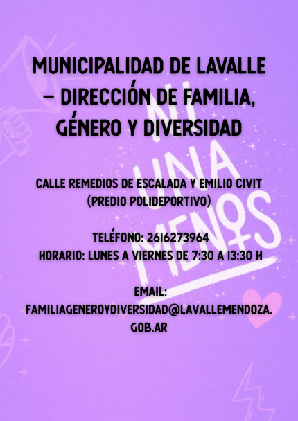 imagen La Dirección de Género y Diversidad entra en receso. Teléfonos de contacto ante situaciones de violencia de género en la provincia