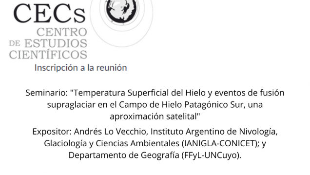 imagen Seminario: "Temperatura Superficial del Hielo y eventos de fusión supraglaciar en el Campo de Hielo Patagónico Sur, una aproximación satelital"