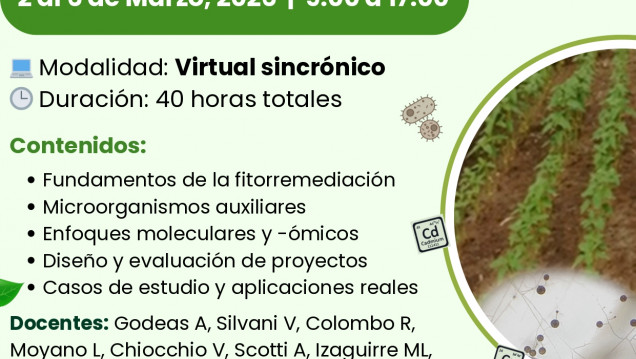 imagen Curso de Posgrado:  Microorganismos como auxiliares de la fitorremediación de suelos