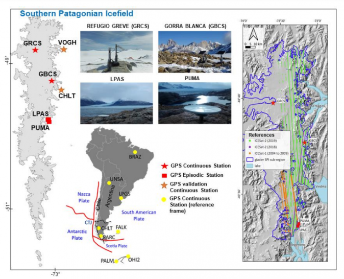 imagen "Detección de la deformación del levantamiento de la corteza en respuesta al desgaste de los glaciares en la Patagonia austral"