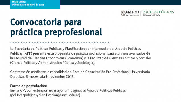 imagen Convocatoria para práctica preprofesional