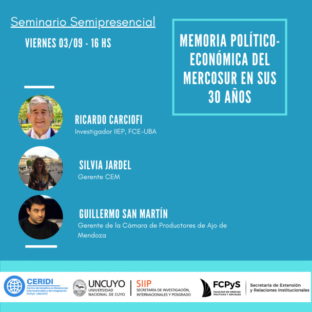 imagen Mercosur: Reflexionarán sobre el desarrollo político y económico de los últimos 30 años