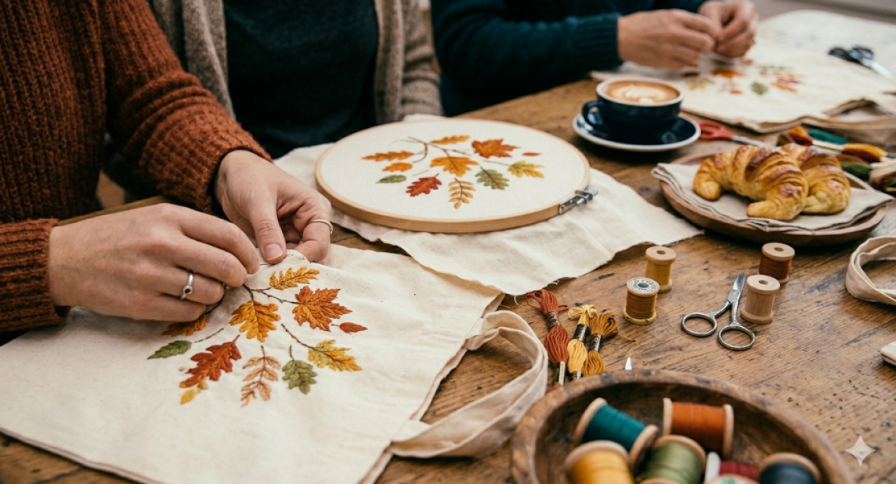 imagen Bordado y relax: un sábado para desconectar del celular y diseñar un bolso