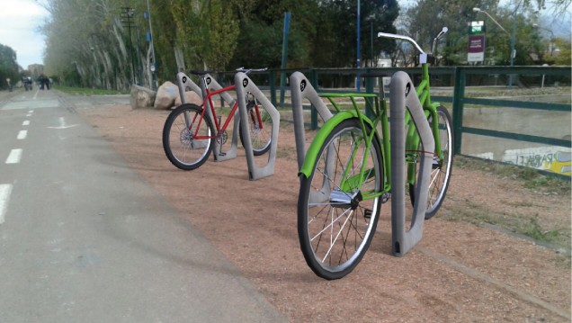 imagen Diseñó un bicicletero que resalta el símbolo de la cultura mendocina