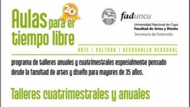 imagen "Aulas para el Tiempo Libre" inscribe para actividades en setiembre 