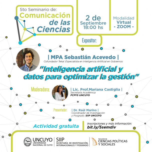 imagen “Inteligencia artificial y datos para optimizar la gestión” es el título del quinto Seminario de Comunicación de las Ciencias. 