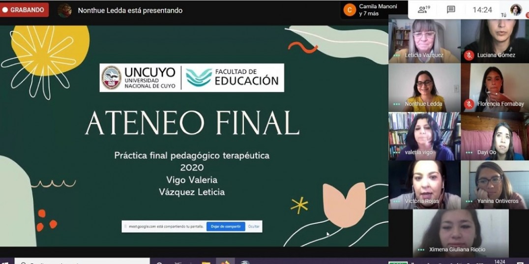 imagen De manera virtual, 12 estudiantes de la UNCUYO desarrollaron y concluyeron su práctica profesional pedagógico terapéutica