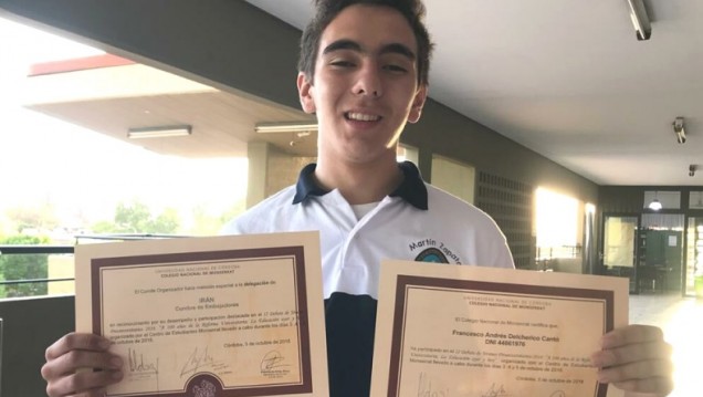 imagen Premiaron a estudiante del Martín Zapata en Córdoba