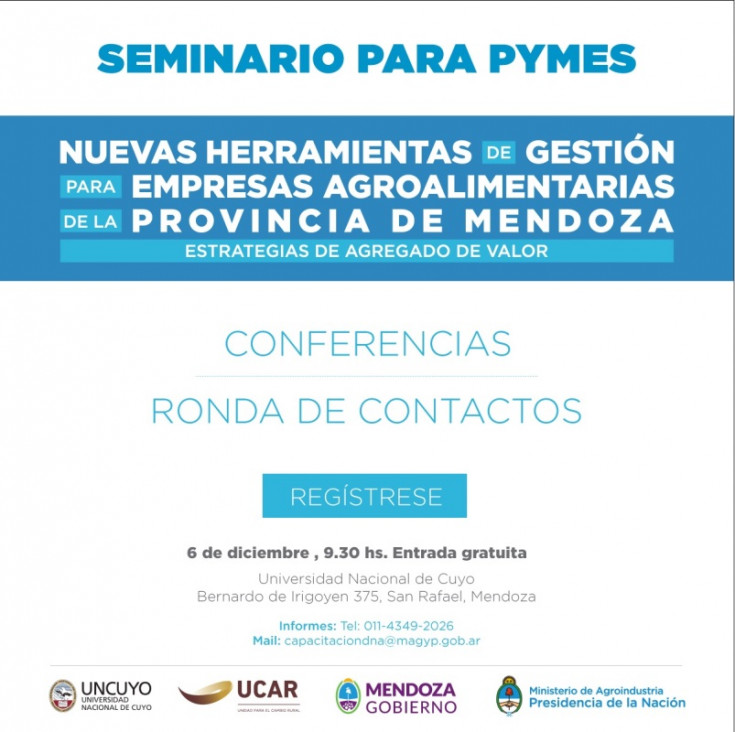 imagen Empresas agroalimentarias tendrán capacitaciones gratuitas en San Rafael