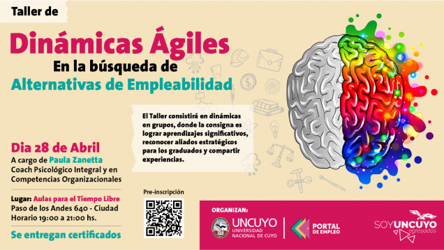 imagen Taller sobre "Dinámicas Ágiles", en la búsqueda de alternativas de empleabilidad; por Paula Zanetta, coach Psicológico Integral y en Competencias Organizacionales. 