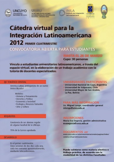 imagen Inscripción para la Cátedra Virtual Latinoamericana