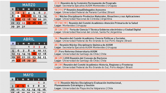 imagen Fechas de Actividades | AUGM