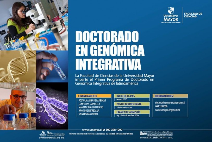 imagen Doctorado en Genómica Integrativa brindado por la Universidad Mayor (Chile)