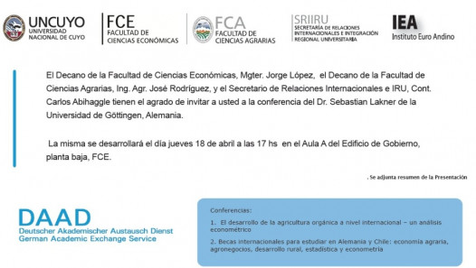 imagen Conferencia del Dr. Sebastian Lakner de la Universidad de Göttingen, Alemania