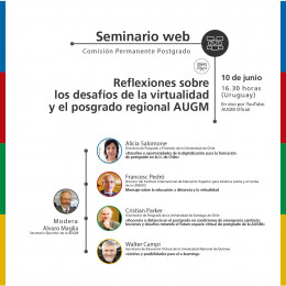 imagen Seminario web: Reflexiones sobre los desafíos de la virtualidad y el posgrado regional AUGM