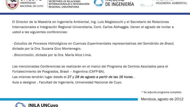 imagen Nueva fecha ciclo de conferencias sobre Recursos Hídricos