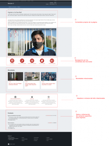 imagen Página de inicio, a modo de ejemplo, para micrositio ingresos